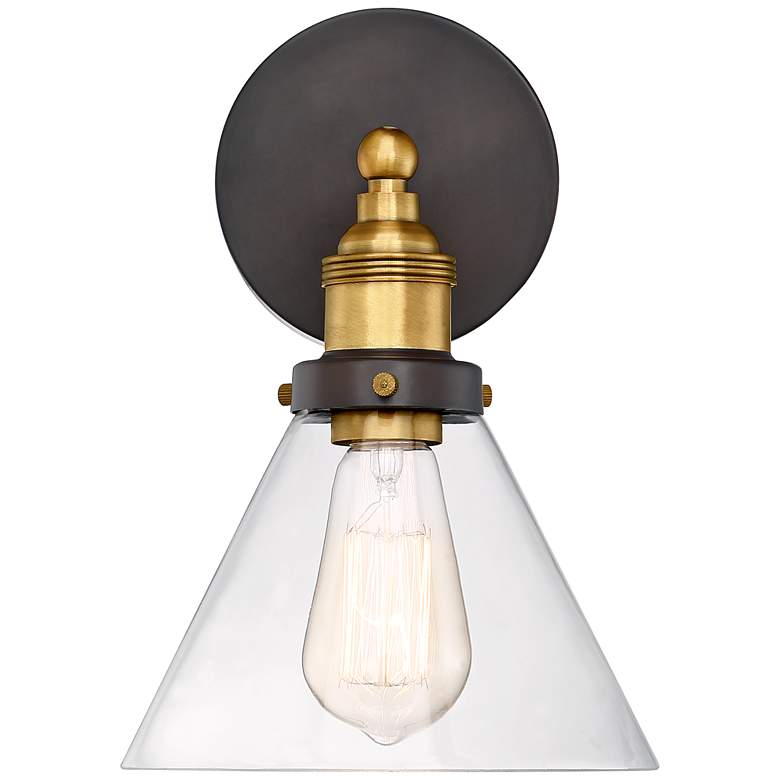 Burke 10 3/4&quot; High Bronze and Warm Brass LED Wall Sconce more views