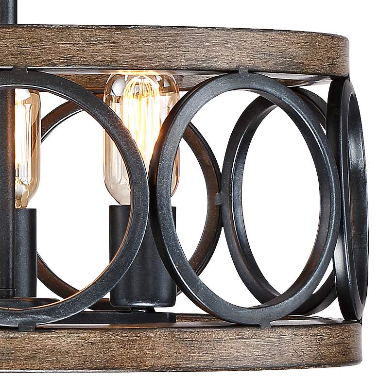 Salima 16&quot;W Black and Wood Grain 3-Light LED Ceiling Light more views