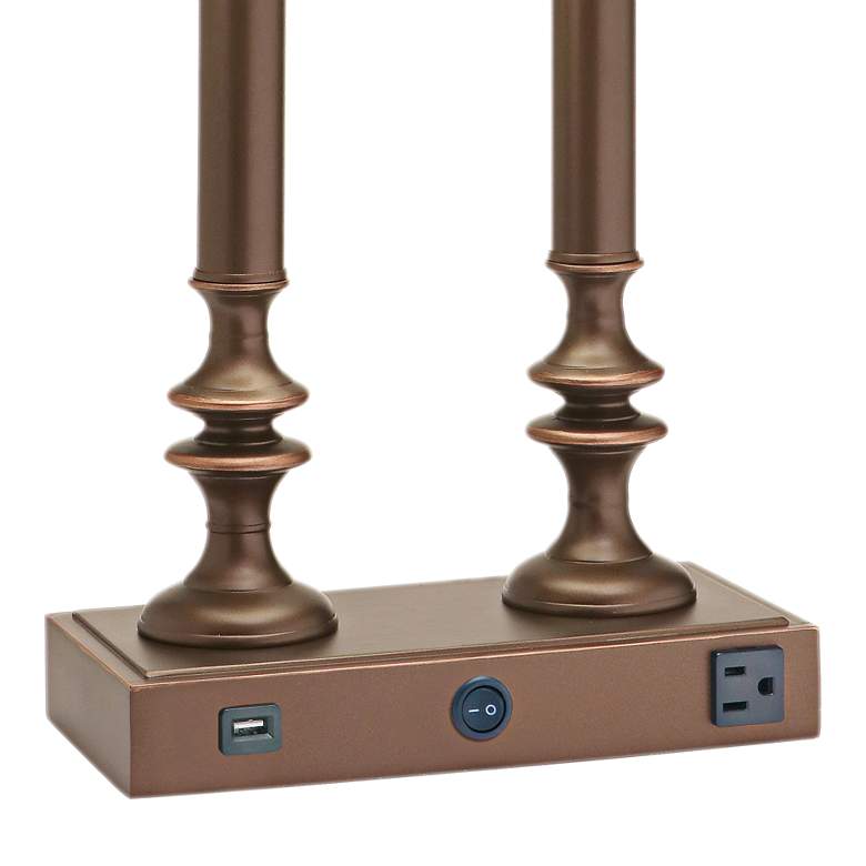 Image 4 Carson Oxidized Bronze Desk Lamp with USB Port and Outlet more views