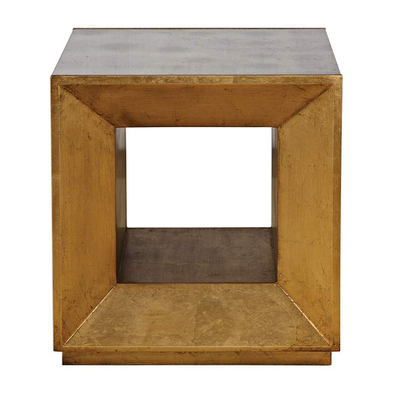 Flair 20&quot; Wide Gold and Mirror Modern Cube End Table more views