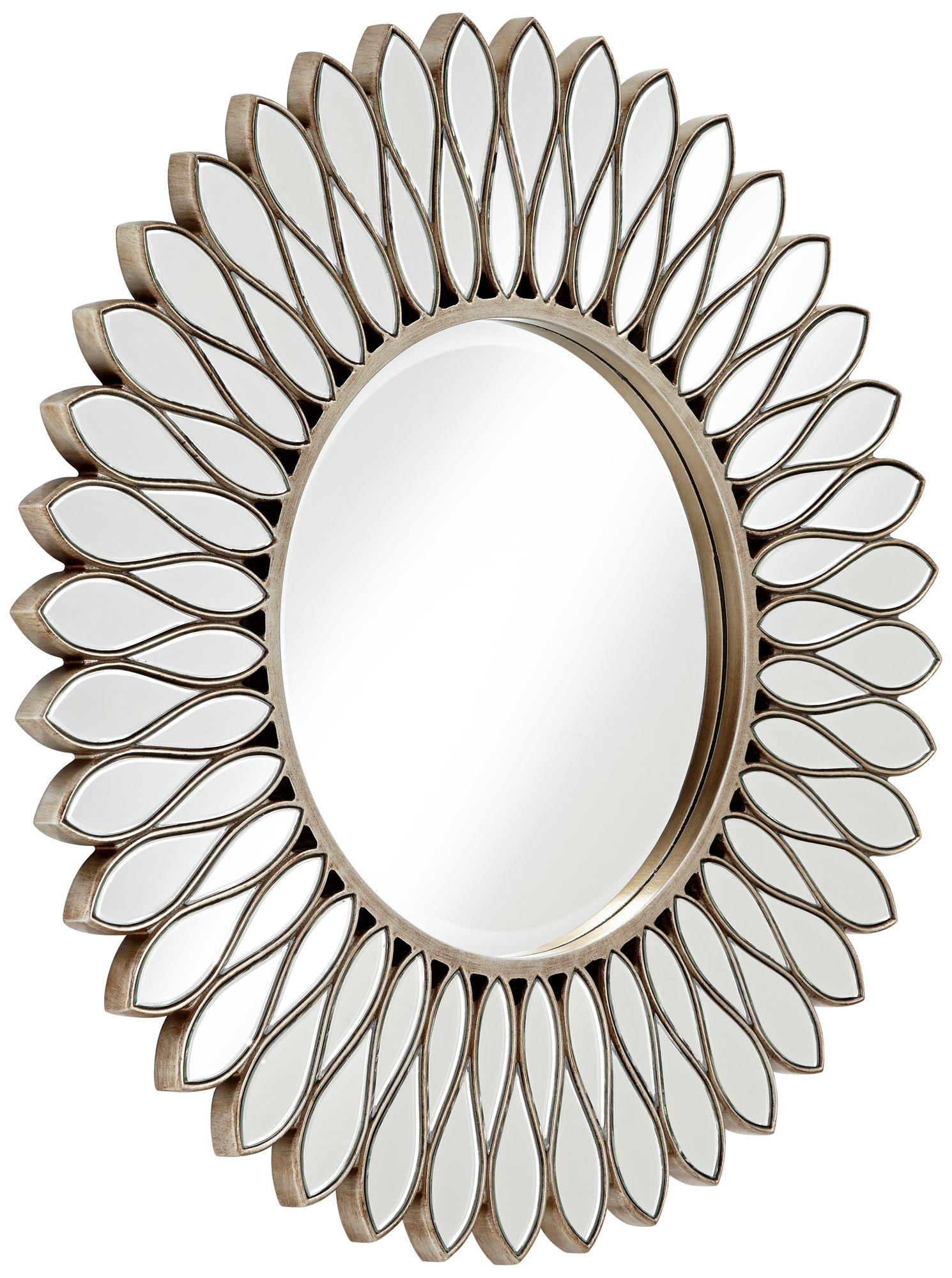 Helios Warm Silver 36" Sunburst Wall Mirror 35X36 Lamps Plus