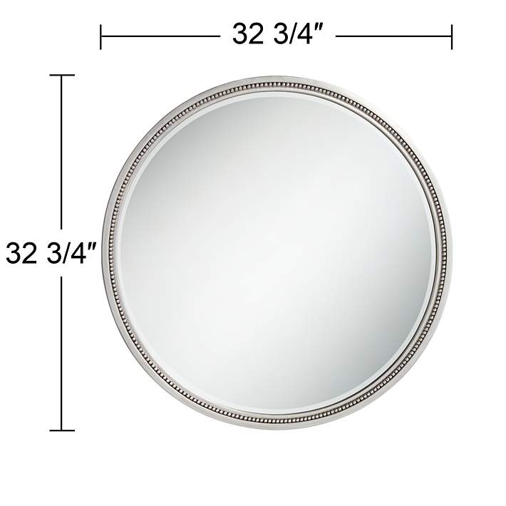 Lorraine Silver 32 3 4 Round Beaded Trim Wall Mirror 37a37 Lamps Plus