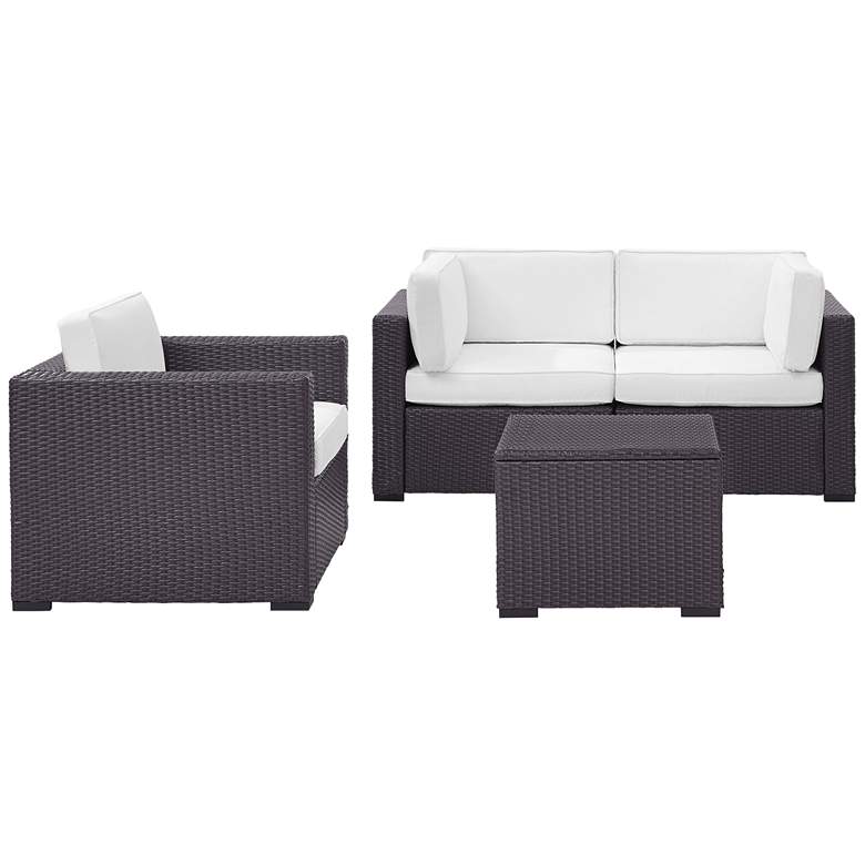 Biscayne White Fabric 4-Piece 3-Seat Outdoor Patio Set more views