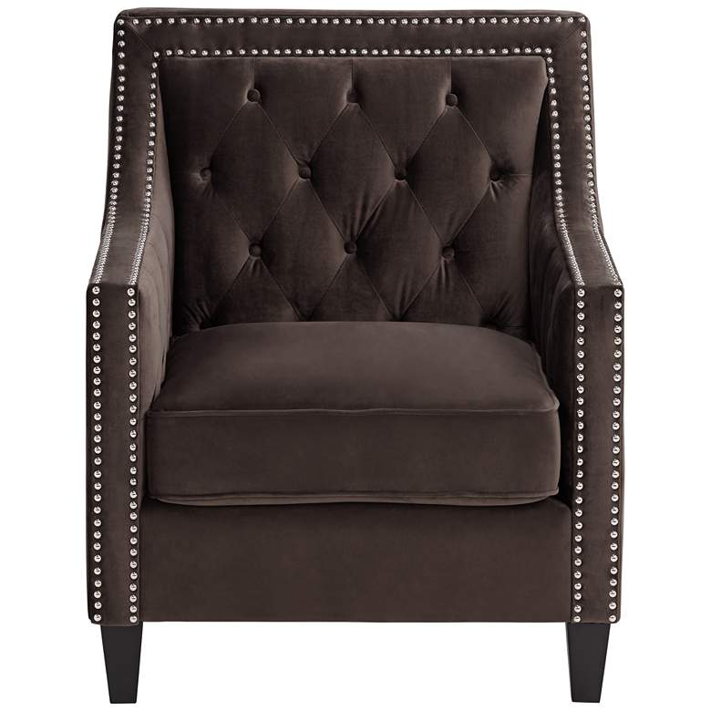Tiffany Chocolate Brown Tufted Armchair more views