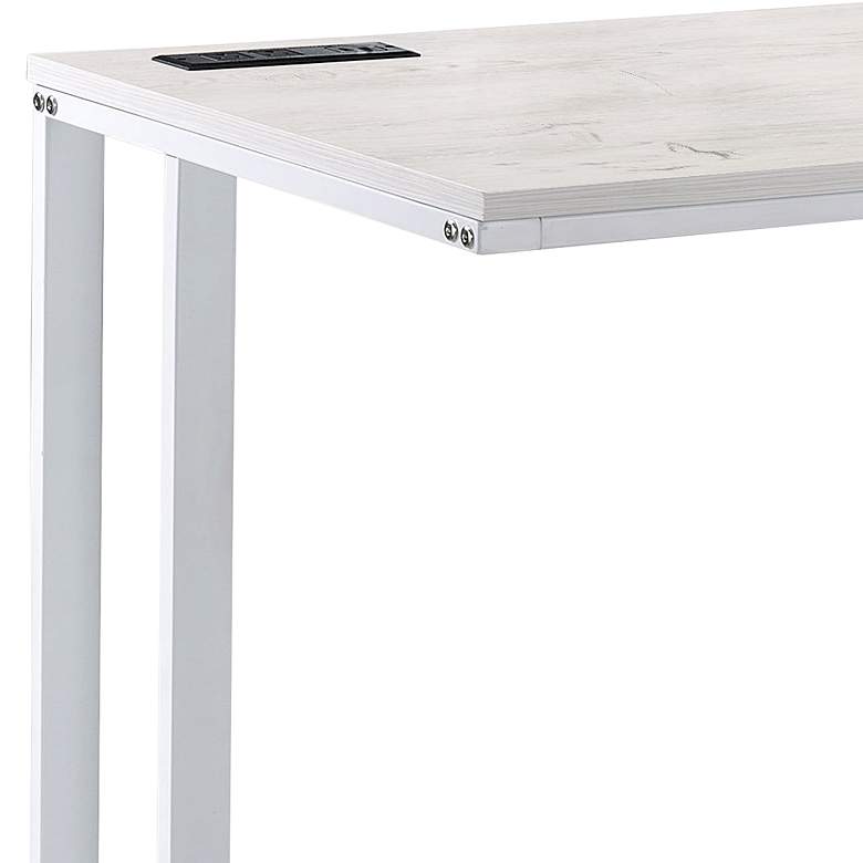 Margeta 47&quot;W Light Oak and White Writing Desk with USB Port more views