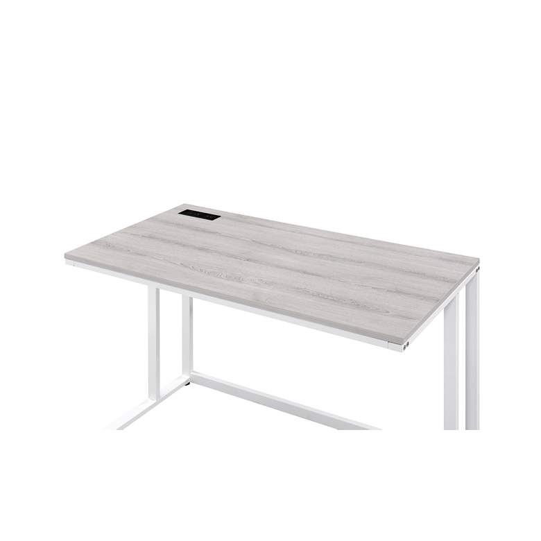 Margeta 47&quot;W Light Oak and White Writing Desk with USB Port more views