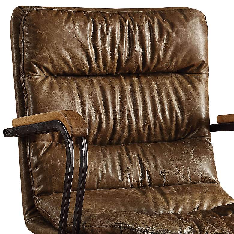 Hedia Vintage Whiskey Top Grain Leather Swivel Office Chair more views