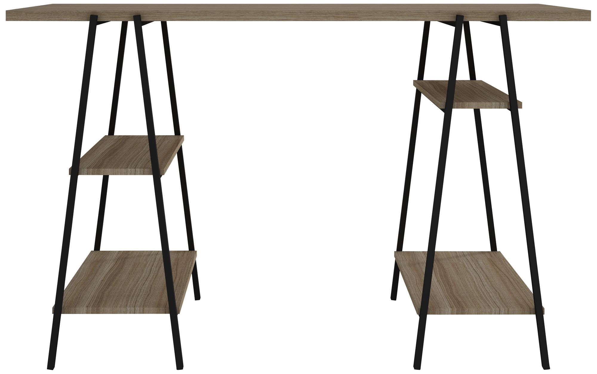 Ellis 53 1 4 Wide Dark Oak And Black Trestle Table Desk 38e99