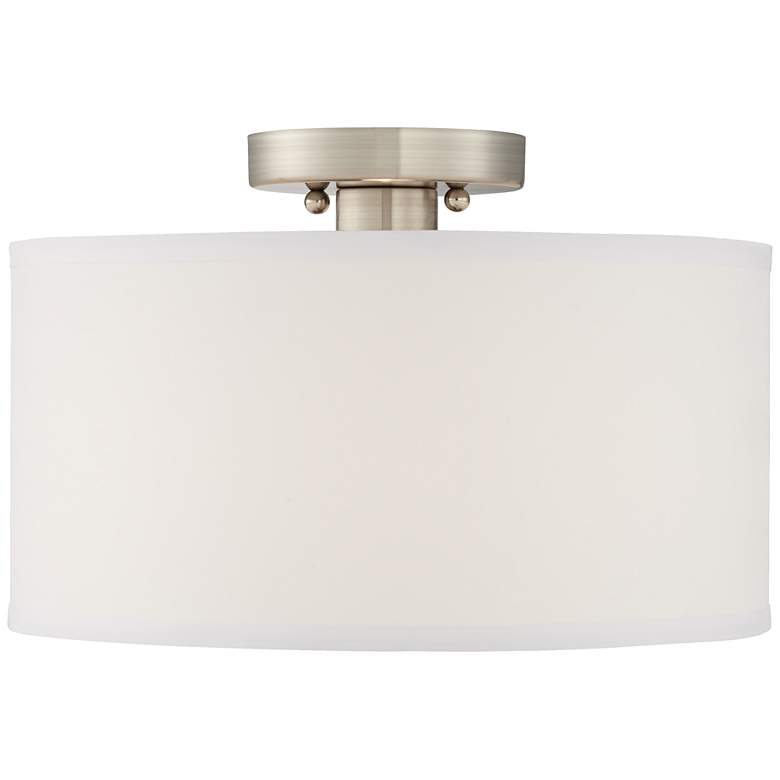Image 4 Adams White Fabric Drum Shade Ceiling Lights Set of 2 more views