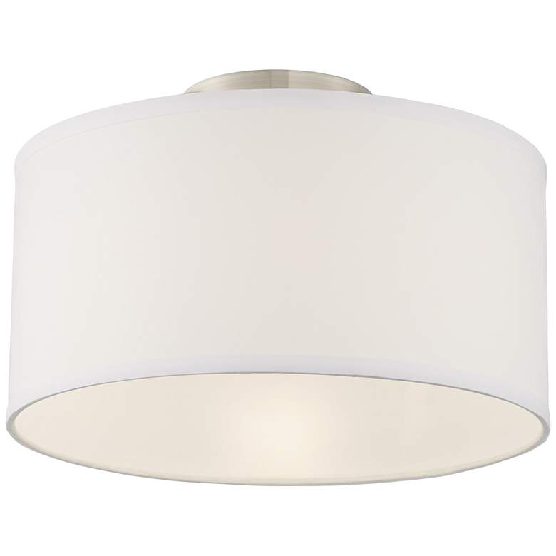 Image 5 Adams White Fabric Drum Shade Ceiling Lights Set of 2 more views