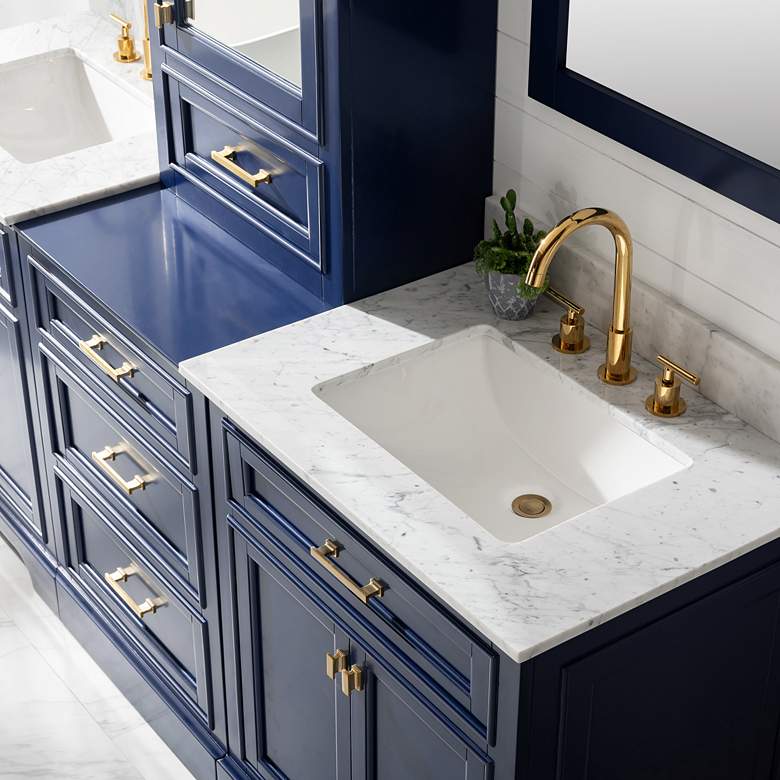 Milano 84&quot; Wide Blue Double Sink Bathroom Vanity Modular Set more views
