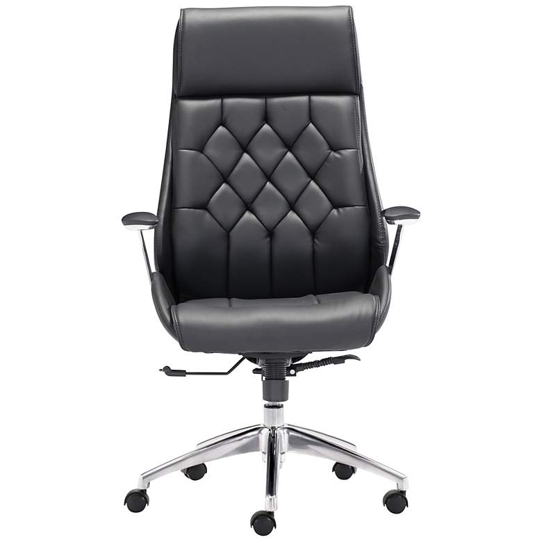 Boutique Black Faux Leather Adjustable Swivel Office Chair more views