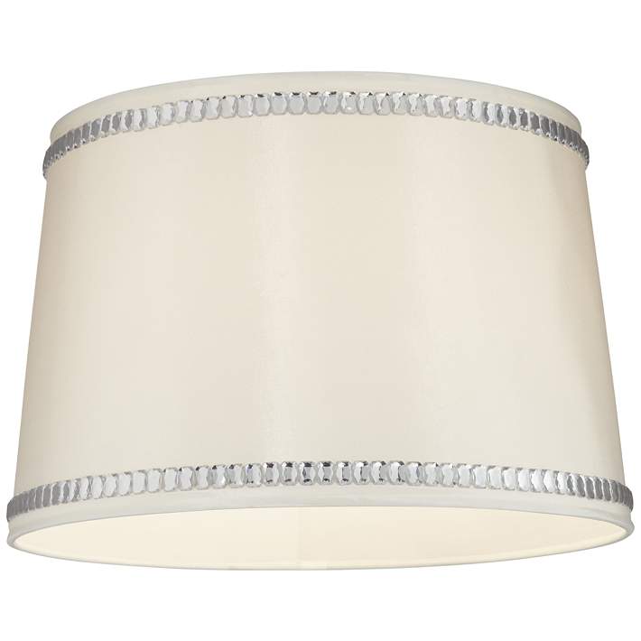 White Drum Lamp Shade With Crystal Trim, Crystal Bling Lamp Shades