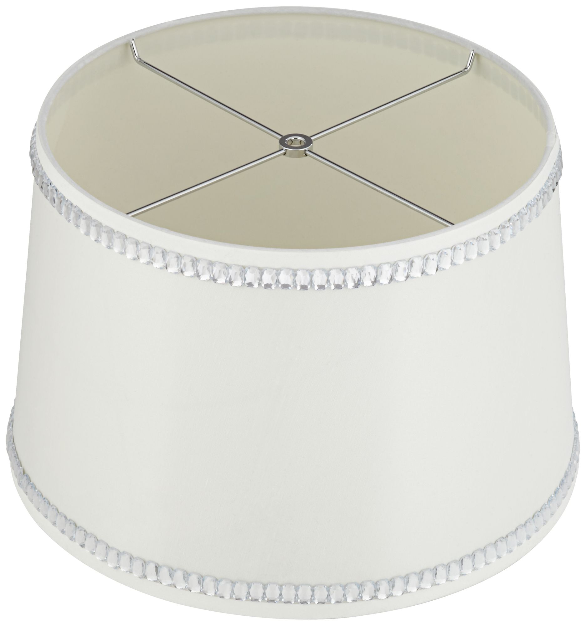 White Drum Lamp Shade with Crystal Trim 13x15x10 (Spider) - #39E06 | Lamps Plus