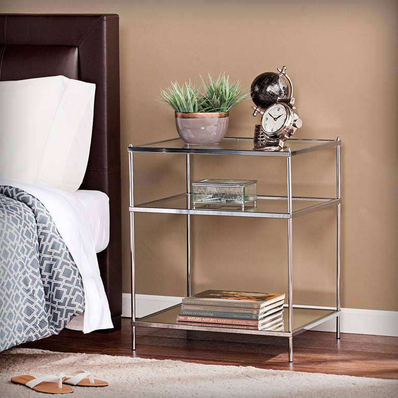 Knox 22&quot; Wide Metallic Chrome Side Table more views