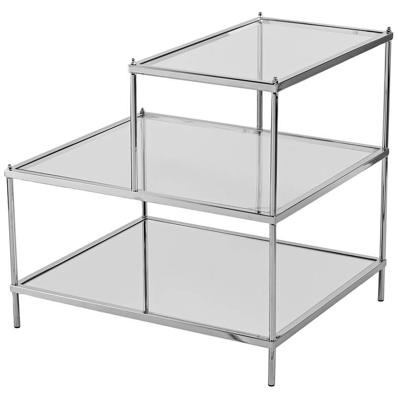 Knox 20 1/2&quot; Wide 3-Tier Chrome and Glass Accent Table more views