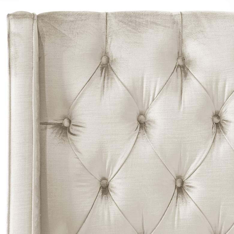 Image 3 Madeline Majestic Oyster Fabric Tufted Wingback Queen Bed more views