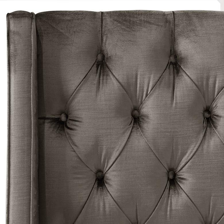 Image 3 Madeline Majestic Smoke Fabric Tufted Wingback Queen Bed more views