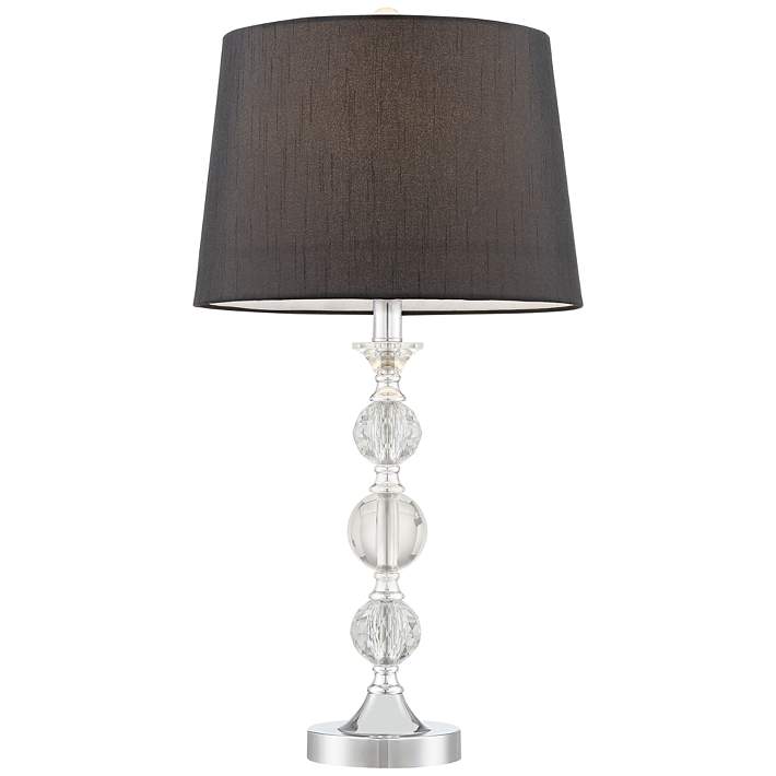 Gustavo Crystal Table Lamp With Black, Silver Table Lamps With Black Shades