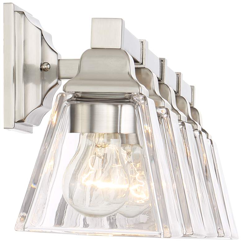 Image 3 Mencino 35 1/4" Wide Satin Nickel and Clear Glass Bath Light more views