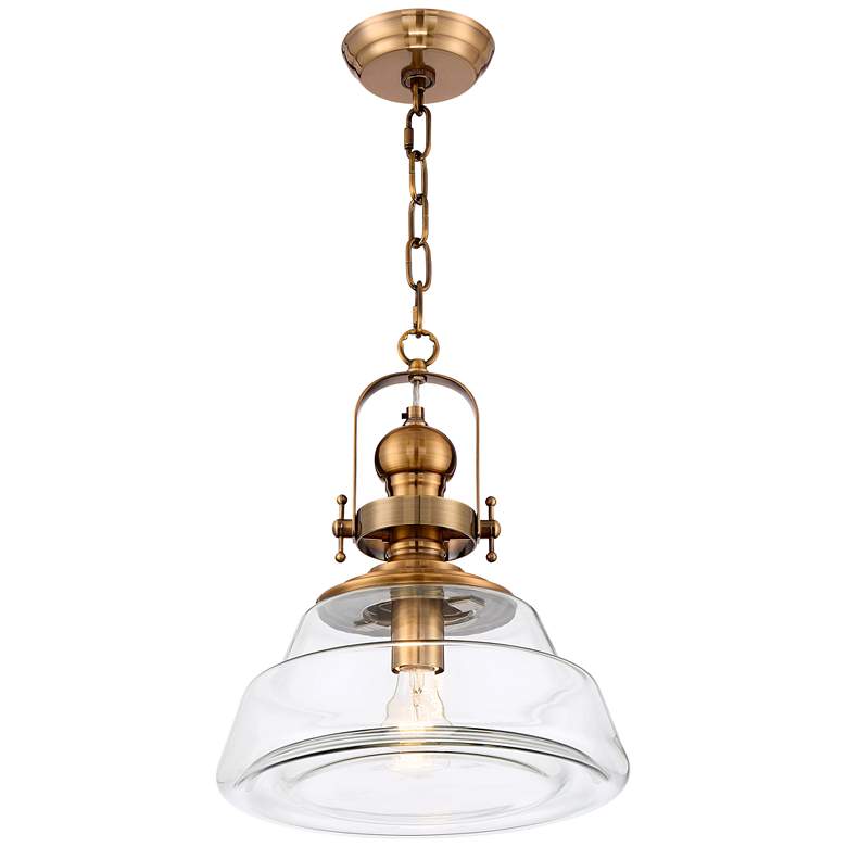 Image 6 Donovan 13" Wide Antique Brass and Clear Glass Pendant Light more views