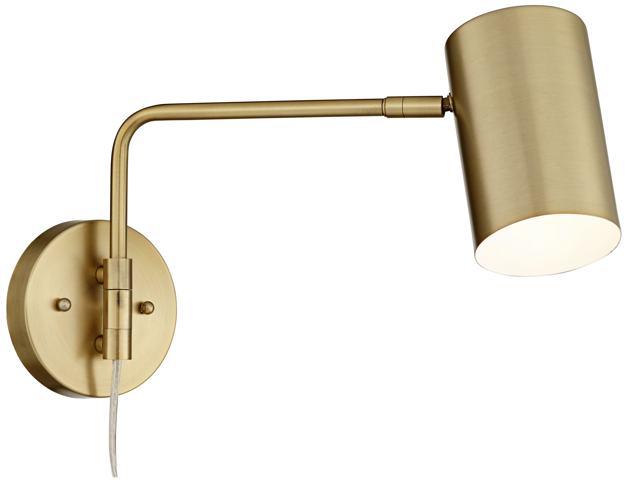 Carla Brushed Brass DownLight Swing Arm PlugIn Wall Lamp 39W58