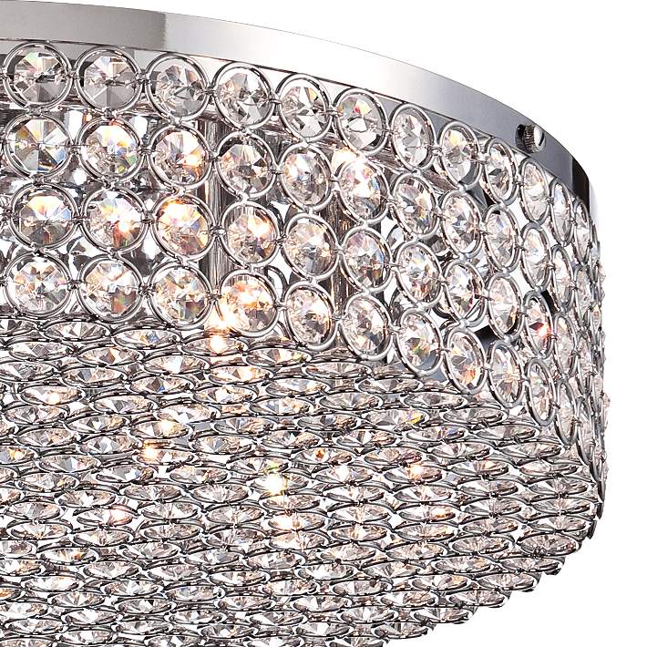 Velie 16 Wide Round Crystal Ceiling Light 3c750 Lamps Plus - Mc Collection 5 Light Flush Mount Ceiling Fixture With Crystals