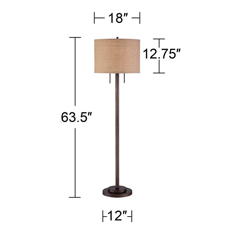 Image 7 Garth Twin Pull Chain Transitional Bronze Floor Lamp more views