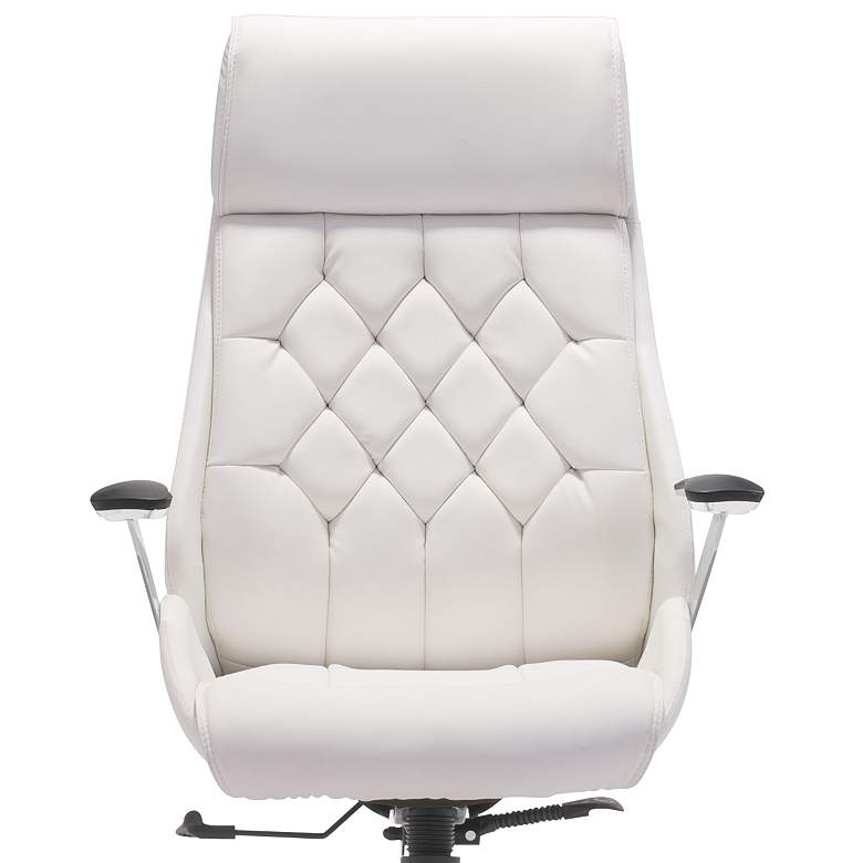 Image 3 Boutique White Faux Leather Adjustable Swivel Office Chair more views