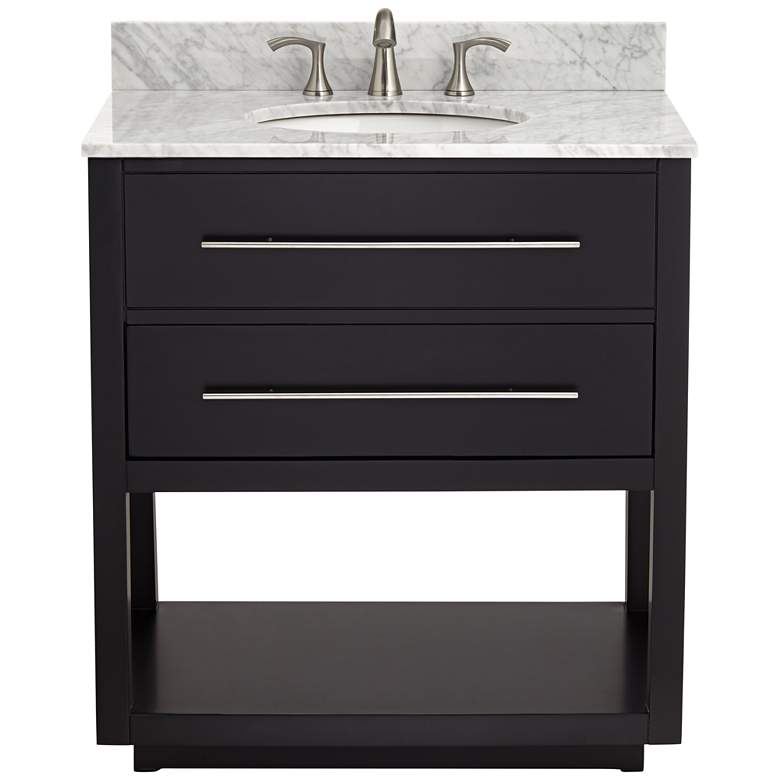 Image 6 Marcello 32" Wide Black and White Marble 1-Drawer Single Sink Vanity more views