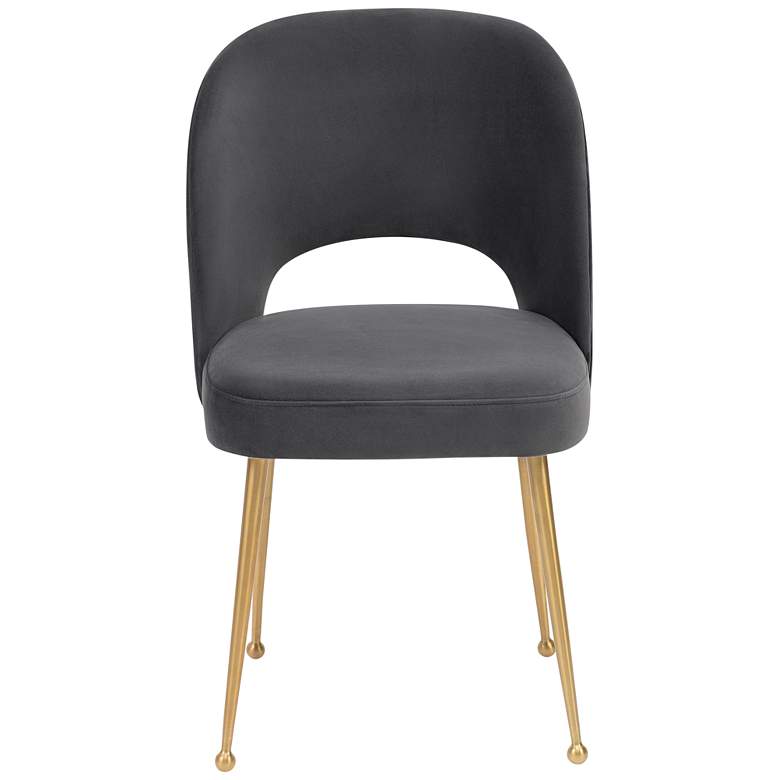 Swell Dark Gray Velvet Dining Chair - #40T45 | Lamps Plus