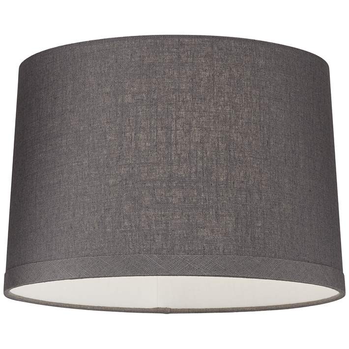 Gray Linen Drum Lamp Shade 15x16x11, Dark Grey Linen Light Shade