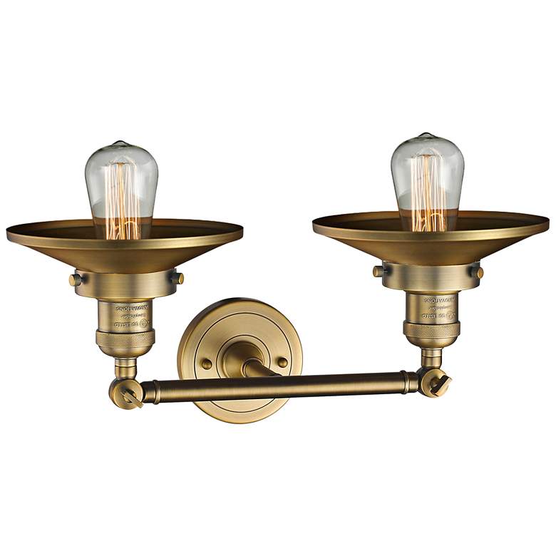 Image 3 Railroad 8"H Brushed Brass 2-Light Adjustable Wall Sconce more views