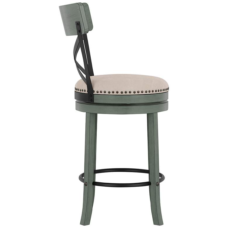 Rilly 26 1/2&quot; Cream and Green Swivel Counter Stools Set of 2 more views