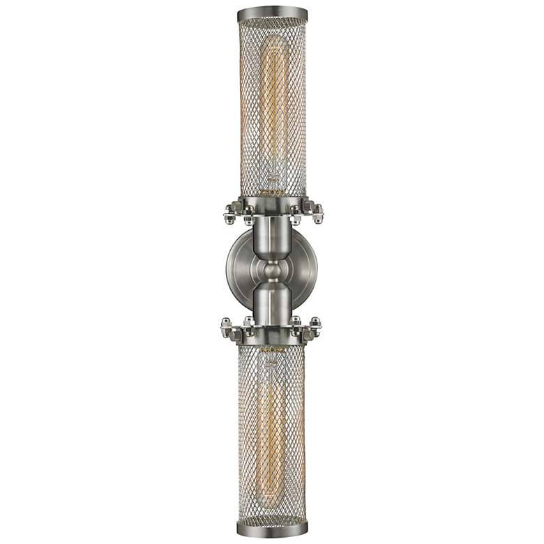 T-Bowtie 21&quot; Wide Satin Nickel Industrial Wall Sconce more views