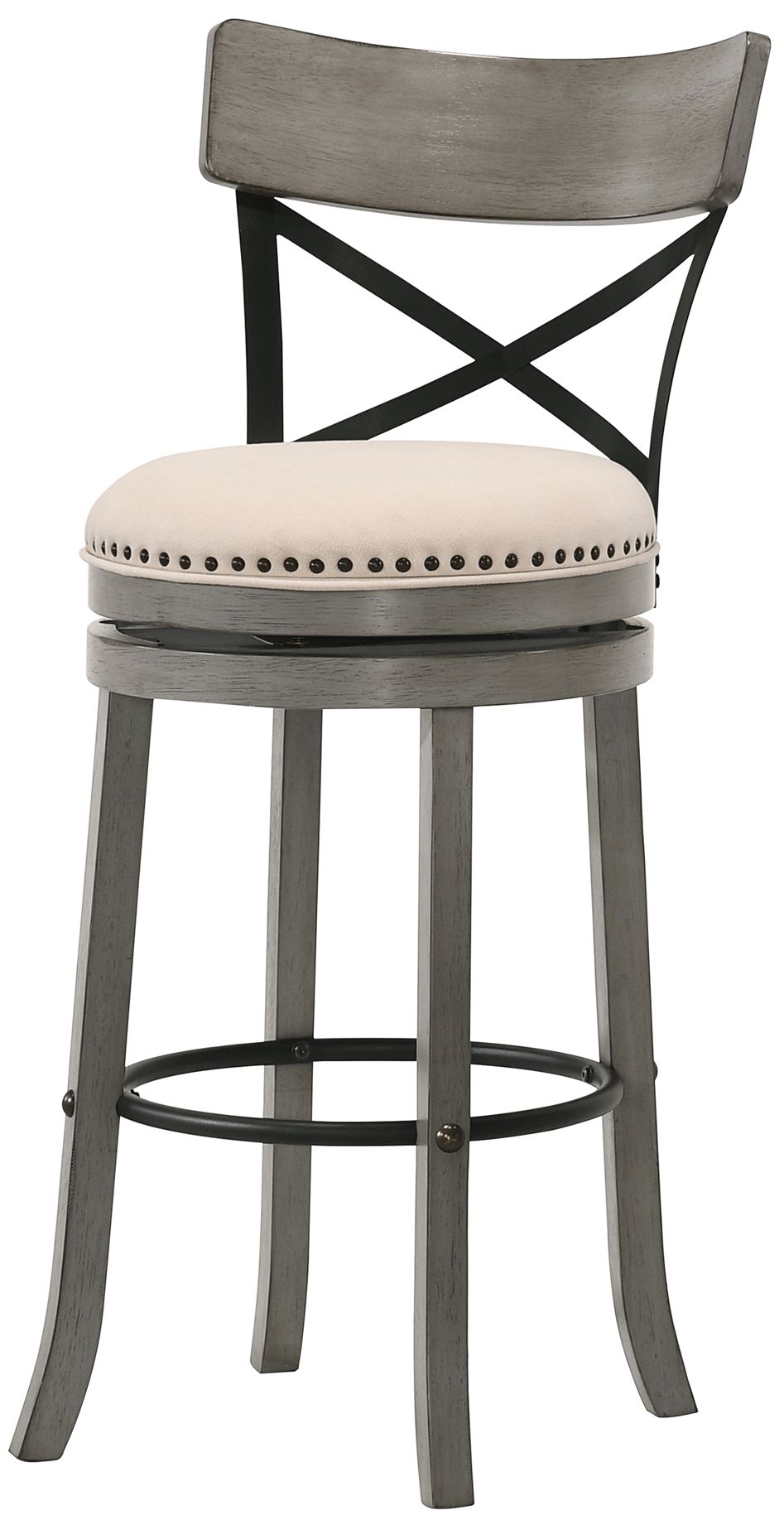 Rilly 30 1/2" Cream Light Gray Swivel Bar Stools Set of 2 421F1