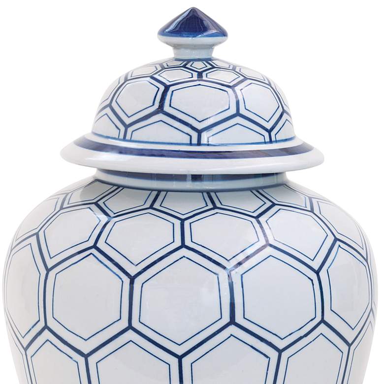 Image 2 Kenilworth Blue and White 19"H Temple Jar with Lift-Off Lid more views