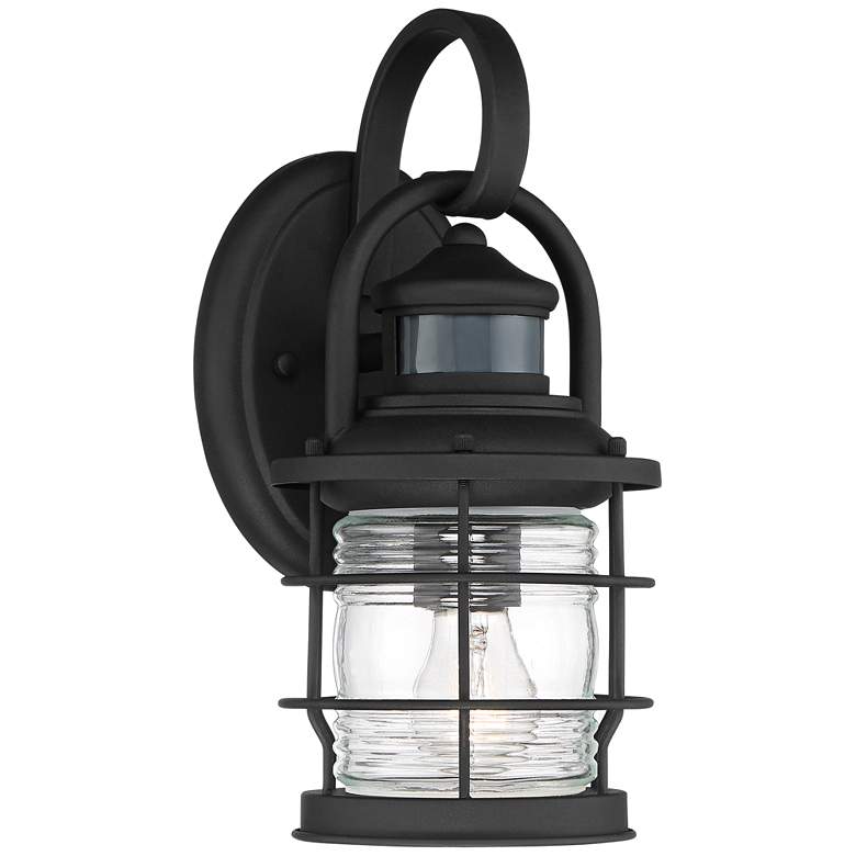 Maryland 12&quot;H Black Caged Motion Sensor Outdoor Wall Light more views
