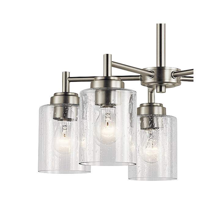 Kichler Winslow 19 3 4 W Brushed Nickel, Winslow 5 Light Brushed Nickel Chandelier With Clear Seeded Glass Shade