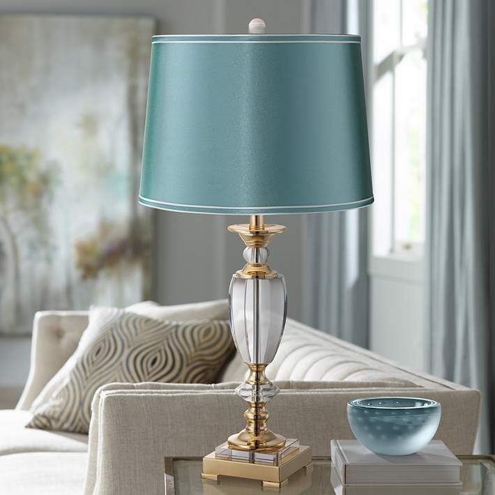Soft Teal Drum Lamp Shade 14x16x11, Table Lamp Shades Teal