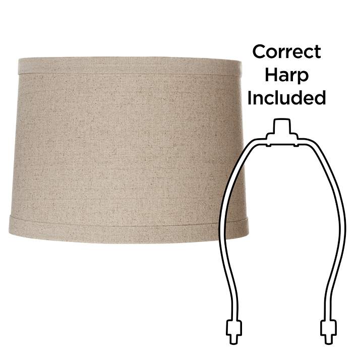 Set Of 2 Natural Linen Drum Shades, Natural Linen Drum Lamp Shade
