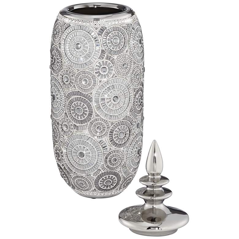 Irene 17&quot; High Ceramic Silver Decorative Jar with Lid more views