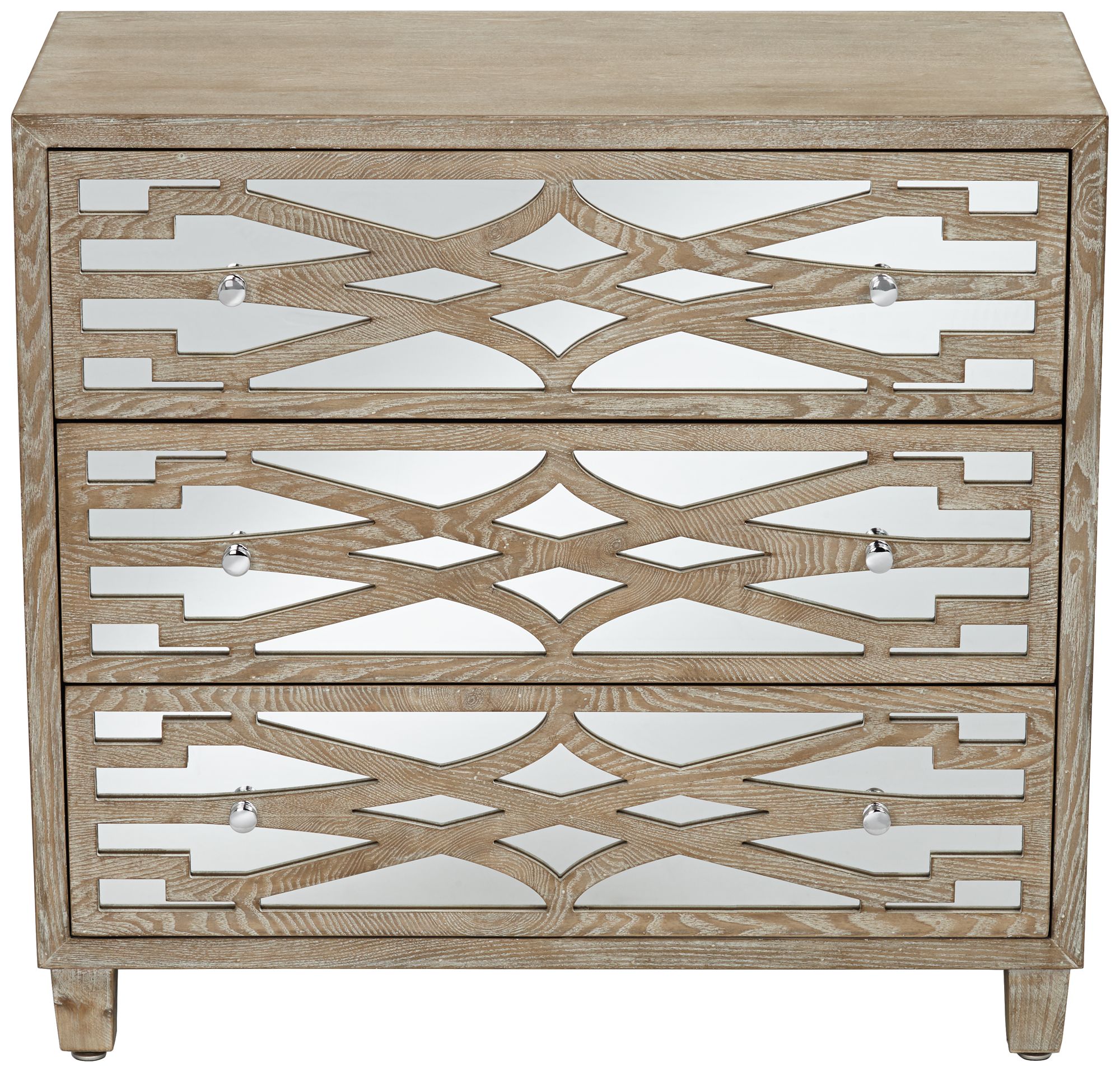Rowan 34 Wide Mirrored And Whitewash 3 Drawer Accent Chest
