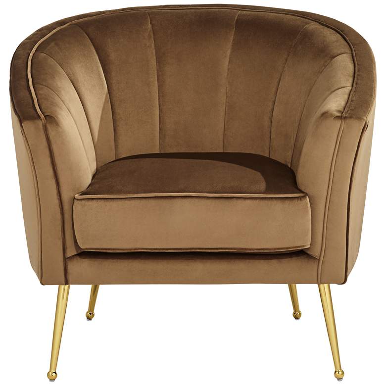 Leighton Brown Velvet and Gold Tufted Accent Chair more views