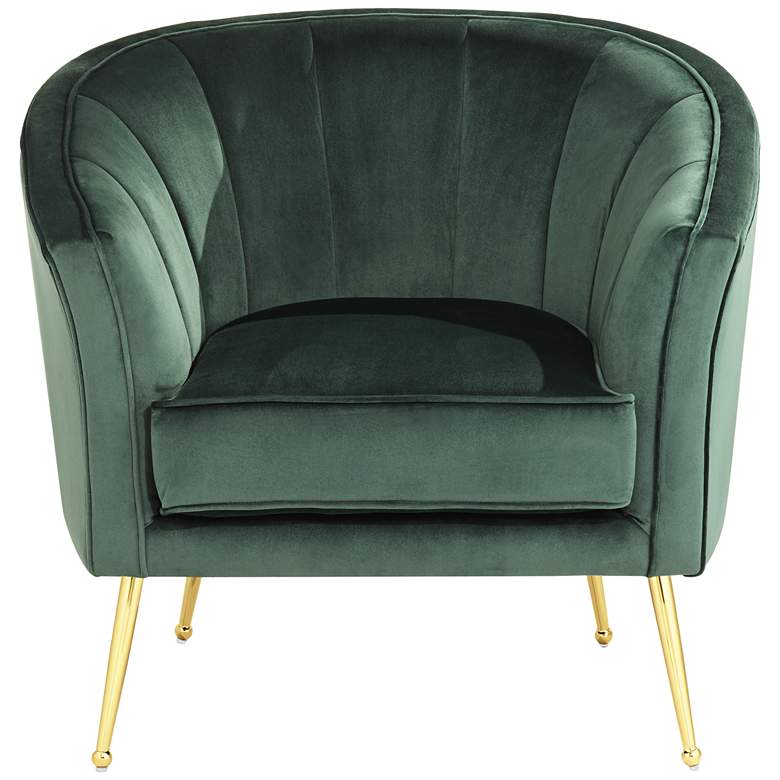 Leighton Green Velvet and Gold Tufted Accent Chair more views