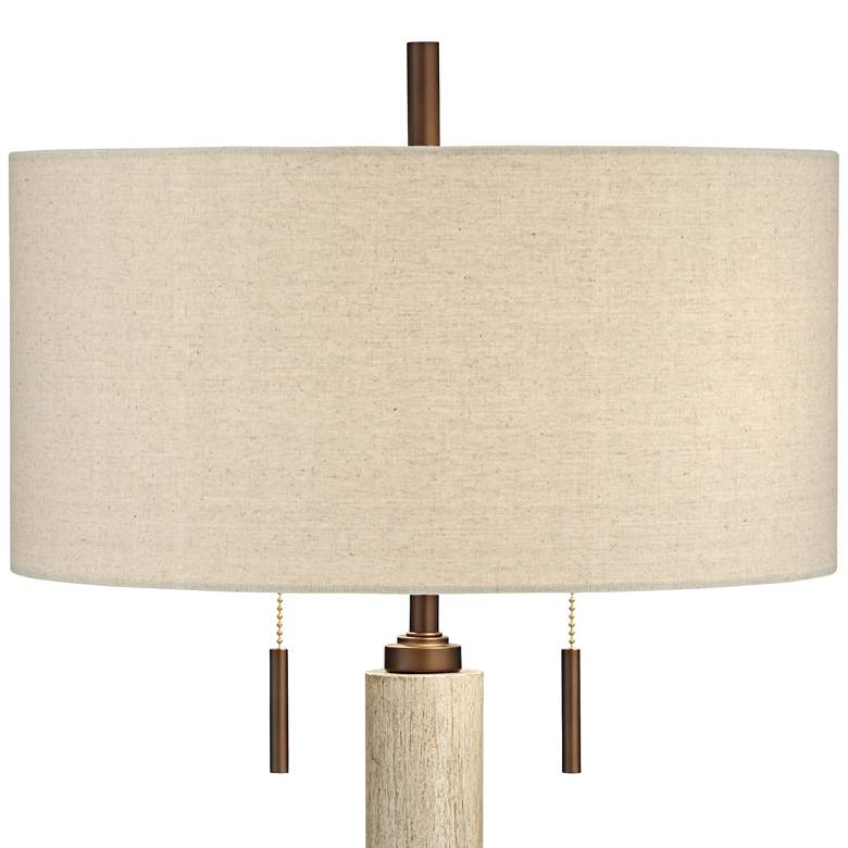 Image 4 Hugo Whitewashed Wood Column USB Table Lamp With Dimmer more views