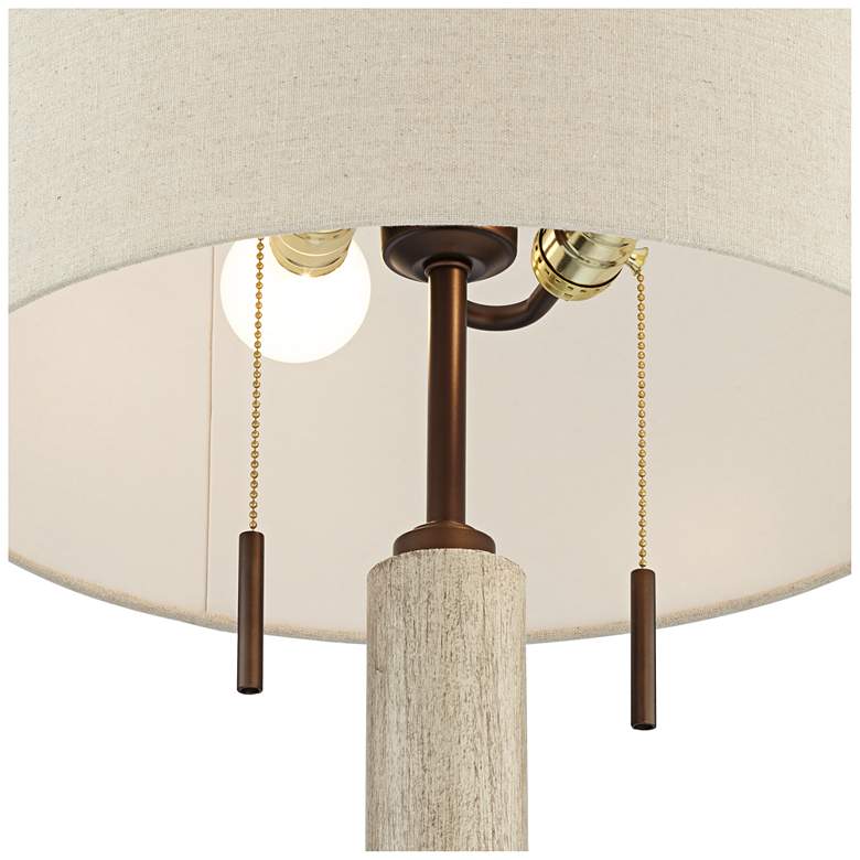 Image 6 Hugo Whitewashed Wood Column USB Table Lamp With Dimmer more views