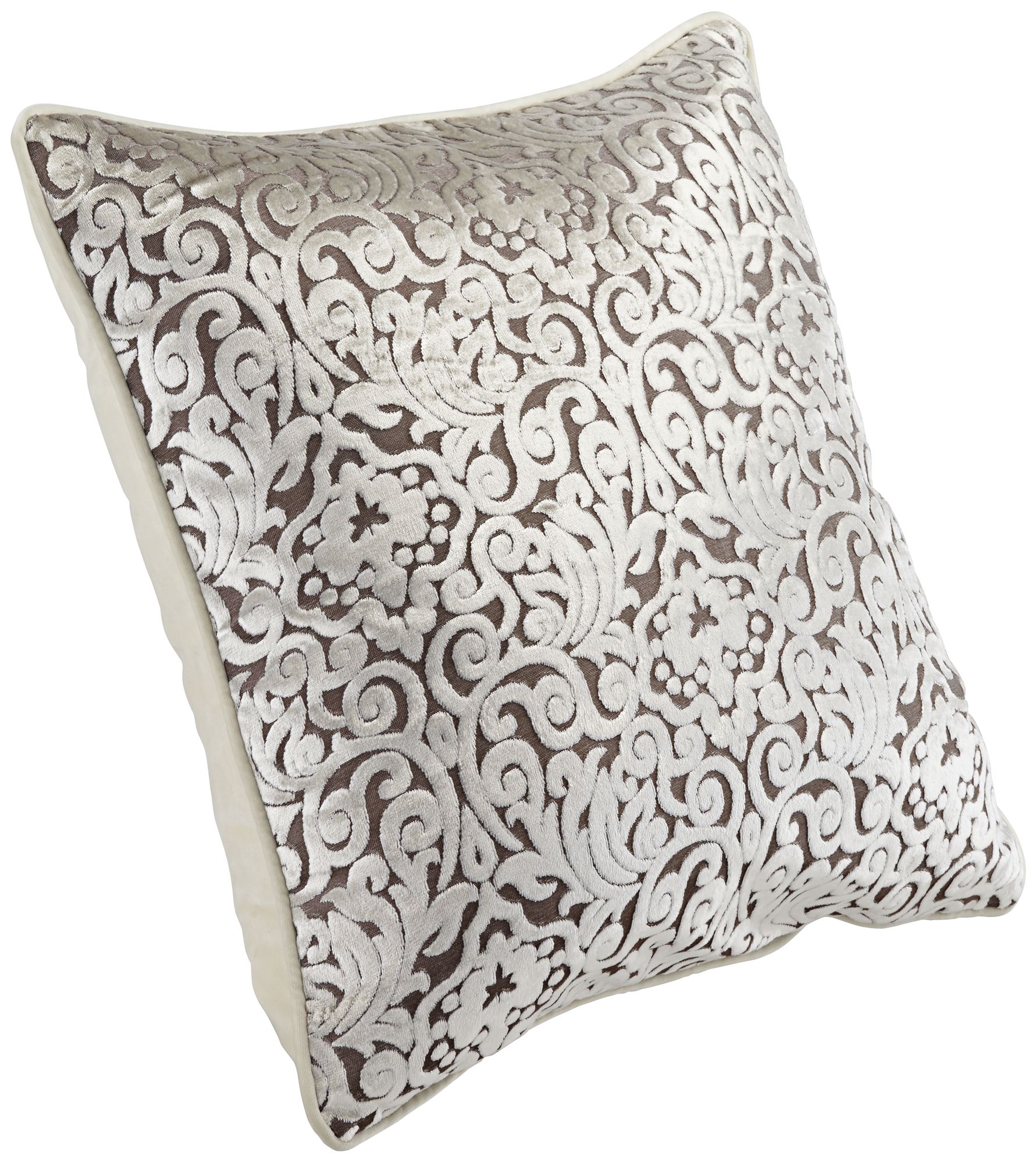 Ivory Cut Velvet 20" Square Throw Pillow 45C57 Lamps Plus