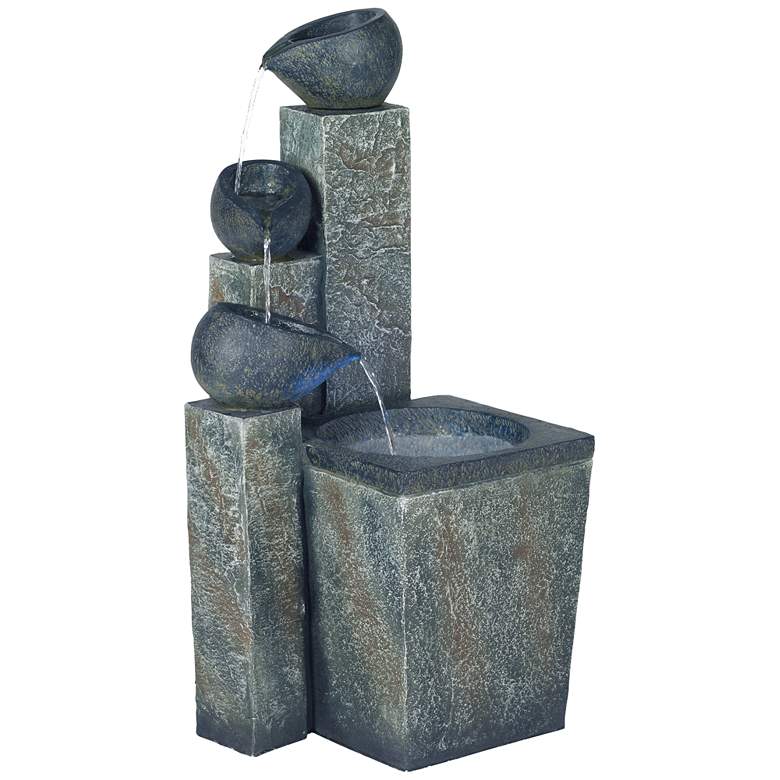 Asian Garden Tiered 39&quot; High Fountain with LED Light more views