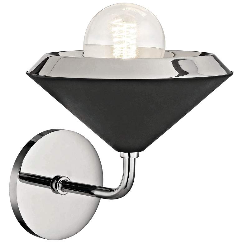 Mitzi Marnie 10&quot;H Polished Nickel and Black Wall Sconce more views